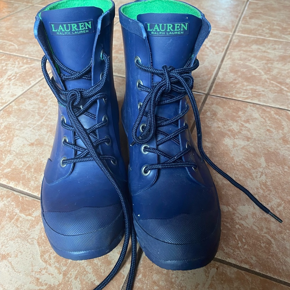 Ralph Lauren Womens Mikenna-Bo-Rai 15453 Blue Matte Rubber Rain Boots Size 7B